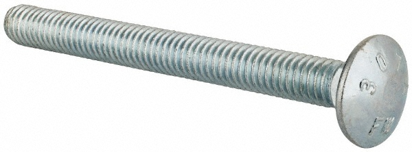 Carriage Bolt: 5/16-18, 3-1/4" Length Under Head, Square Neck - Grade 2 Steel, Zinc-Plated