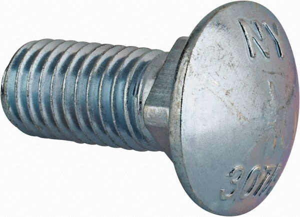 Carriage Bolt: 5/8-11, 1-1/2" Length Under Head, Square Neck