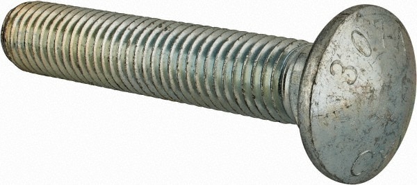 Carriage Bolt: 5/8-11, 3-1/2" Length Under Head, Square Neck