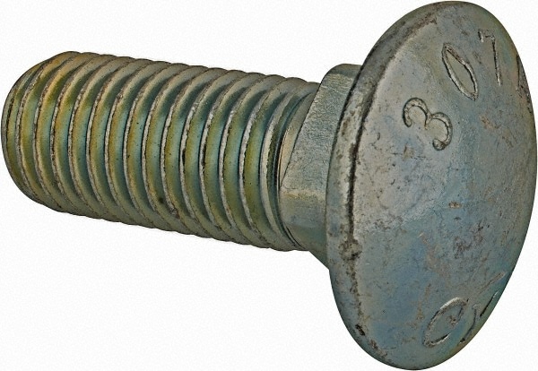 Carriage Bolt: 3/4-10, 2" Length Under Head, Square Neck