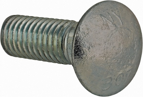 Carriage Bolt: 3/4-10, 2-1/2" Length Under Head, Square Neck