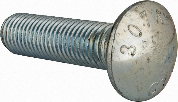 Carriage Bolt: 3/4-10, 3" Length Under Head, Square Neck