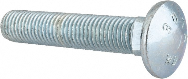 Carriage Bolt: 3/4-10, 4" Length Under Head, Square Neck