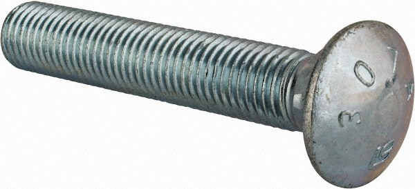 Carriage Bolt: 3/4-10, 4-1/2" Length Under Head, Square Neck