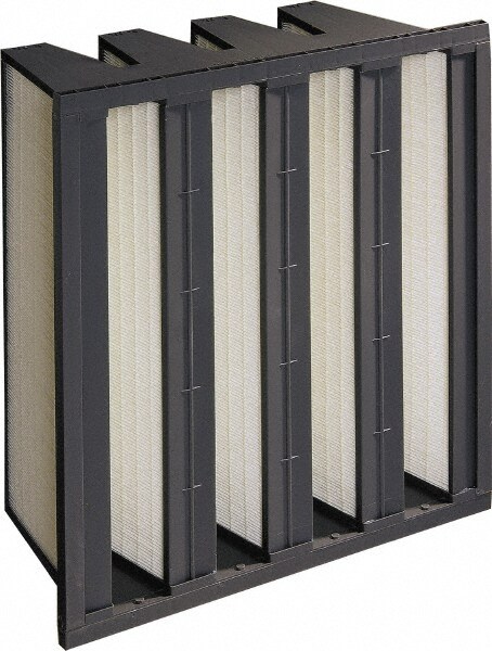 Pleated Air Filter: 24 x 24 x 12", MERV 11, 65% Efficiency, V-Bank Mini-Pleat