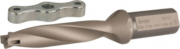 Iscar 3200590 Replaceable Tip Drill: 0.748 to 0.783 Drill Dia, 3.74" Max Depth, 1 Weldon Flat Shank Image