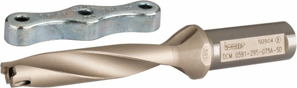 Iscar 3200459 Replaceable Tip Drill: 0.591 to 0.625 Drill Dia, 2.95" Max Depth, 0.75 Weldon Flat Shank Image