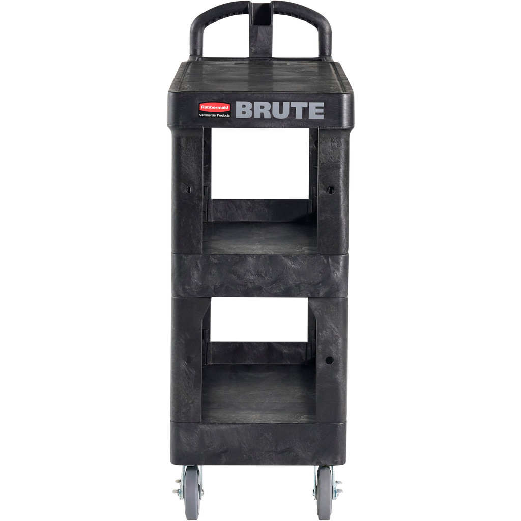 Rubbermaid | BRUTE® Heavy-Duty Ergonomic Utility Cart: 44" Long, 25-1/4" Wide, Resin & Structural Foam, 600 lb Capacity, Black - 2 Fixed, 2 Swivel |