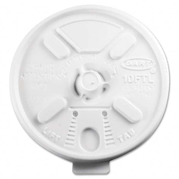 Dart DCC10FTL Lift N Lock Plastic Hot Cup Lids, Fits 10 oz Cups, White, 1000/Carton 