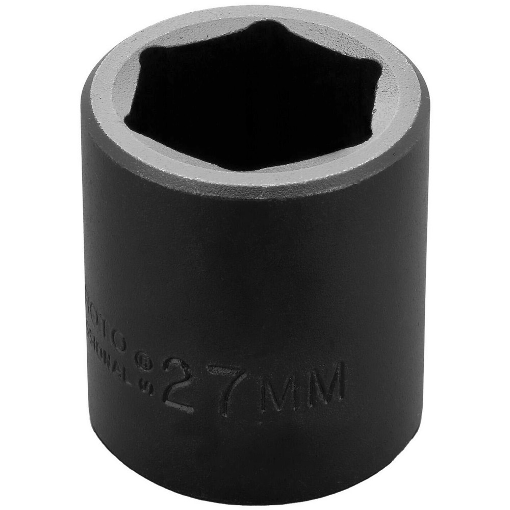 Impact Socket: 1/2" Drive, 27 mm Socket, Hex Drive - 6 Point
