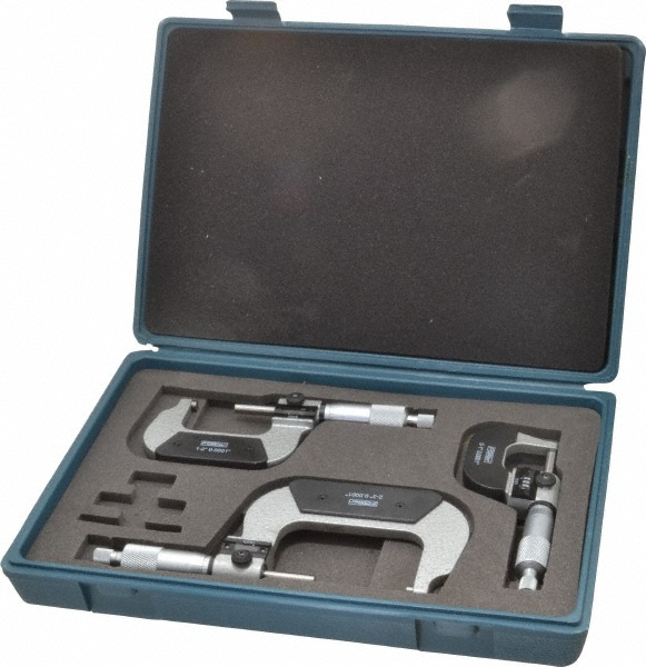 Fowler 3 Pc, 0 to 3", 0.0001" Graduation, Mechanical Outside
