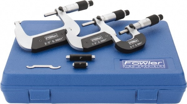 NEW Fowler 0-3'' Outside Micrometer 3 Piece Set .0001'' 