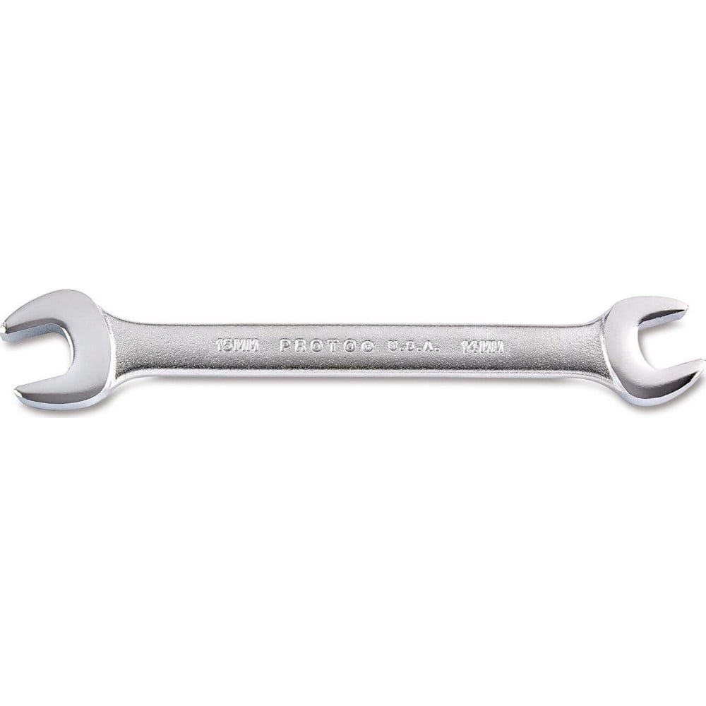 Open End Wrench: Double End Head, 14 mm x 15 mm, Double Ended