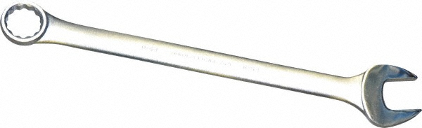 Combination Wrench: 1-5/8" Head Size, 15 deg Offset - 23" OAL, Steel, Satin Finish, Tether Capable