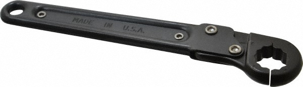 5/8", Black Finish, Ratcheting Flare Nut Wrench - 12 Points, 7-1/4" OAL, Steel, Single End Head