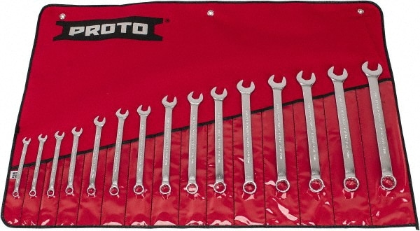 Combination Wrench Set: 15 Pc, Metric