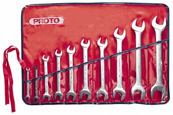 Open End Wrench Set: 10 Pc, Inch