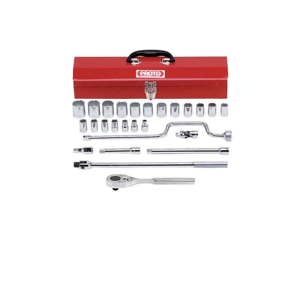 Proto Standard Socket Set 26 Pc, 1/2" Drive, 3/8 to 11/4" Socket