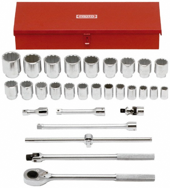 Think Pro Socket Set Proto - Socket Set: Standard, 29 Pc, 3/4
