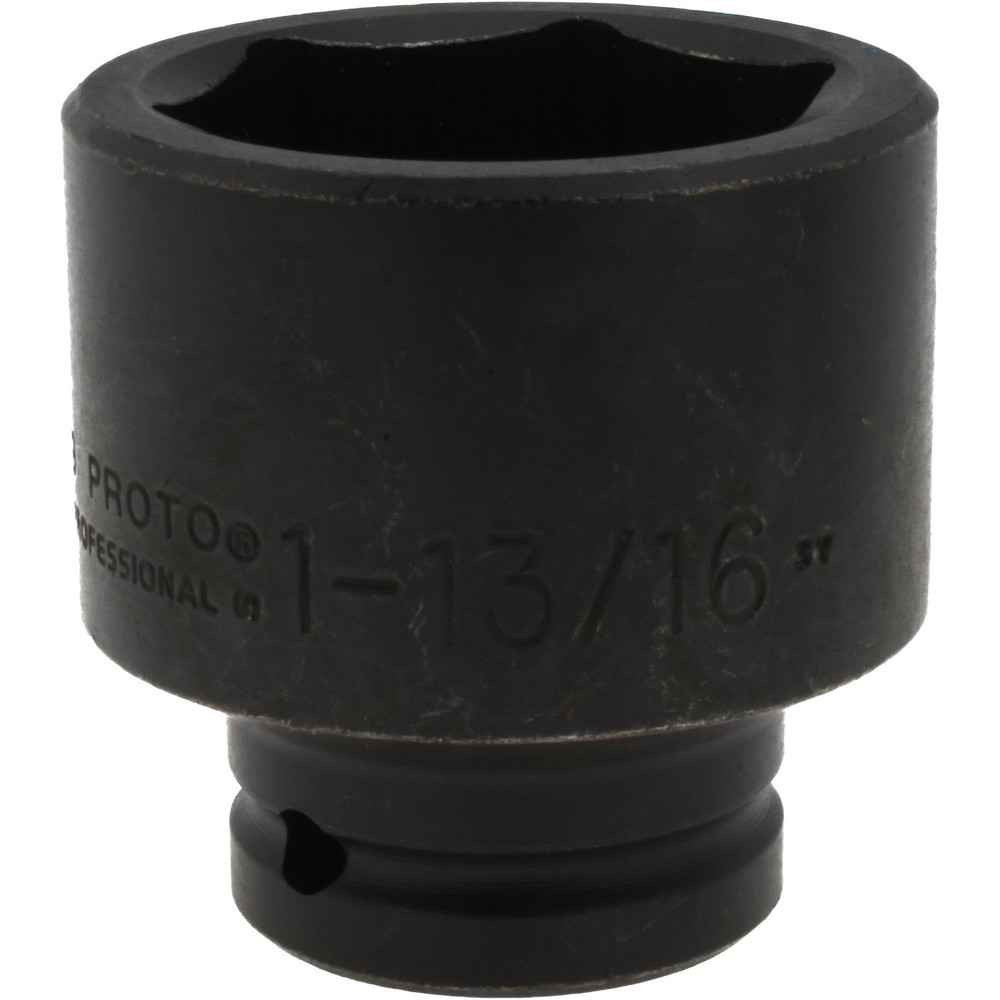 Impact Socket: 3/4" Drive, 1-13/16" Socket, Hex Drive - 6 Point, 2-5/8" OAL, Chrome