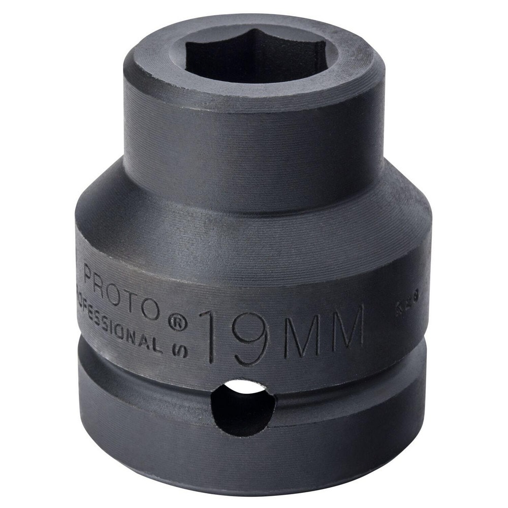 Impact Socket: 1" Drive, 19mm Socket, Hex Drive
