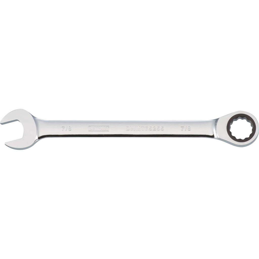 DeWALT Combination Wrench: 7/8" Head Size, 15 deg Offset - 14" OAL, Steel, Chrome Finish | 4-Pack | Part #DWMT75255OSP