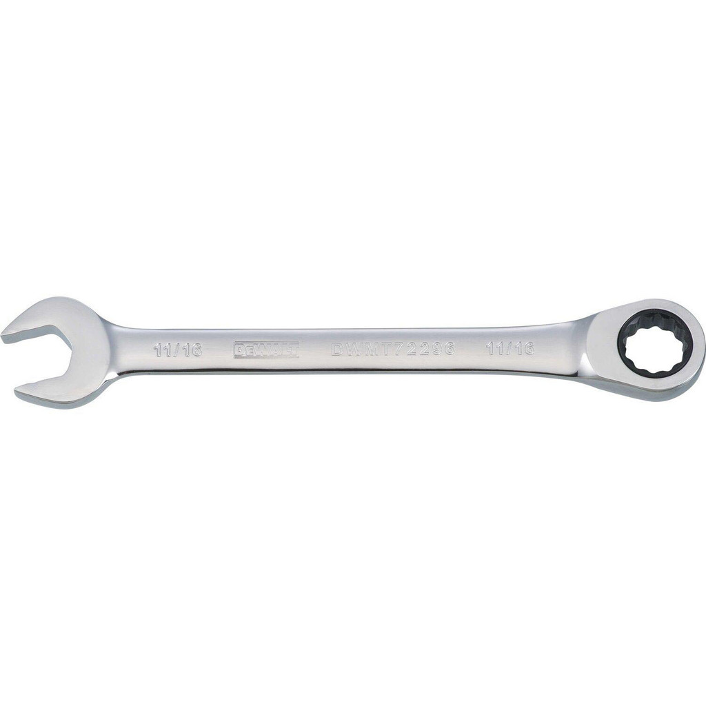 DeWALT Combination Wrench: 11/16" Head Size, 15 deg Offset - 8-25/32" OAL, Steel, Chrome Finish | 4-Pack | Part #DWMT72296OSP