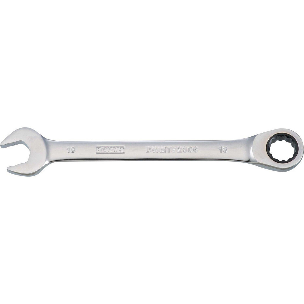 DeWALT Combination Wrench: 18.00 mm Head Size, 15 deg Offset - Steel, Chrome Finish | 4-Pack | Part #DWMT72306OSP