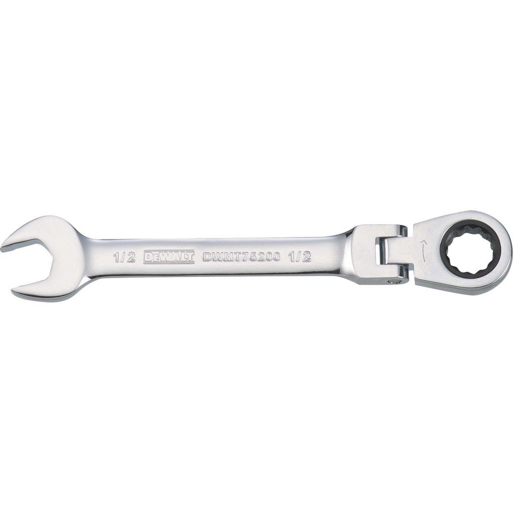 DeWALT Combination Wrench: 1/2" Head Size, 15 deg Offset - 6-1/16" OAL, Steel, Chrome Finish | 4-Pack | Part #DWMT75200OSP