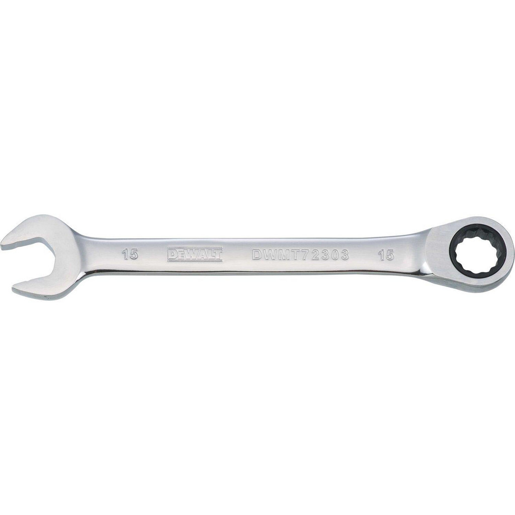 DeWALT Combination Wrench: 15.00 mm Head Size, 15 deg Offset - Steel, Chrome Finish | 4-Pack | Part #DWMT72303OSP