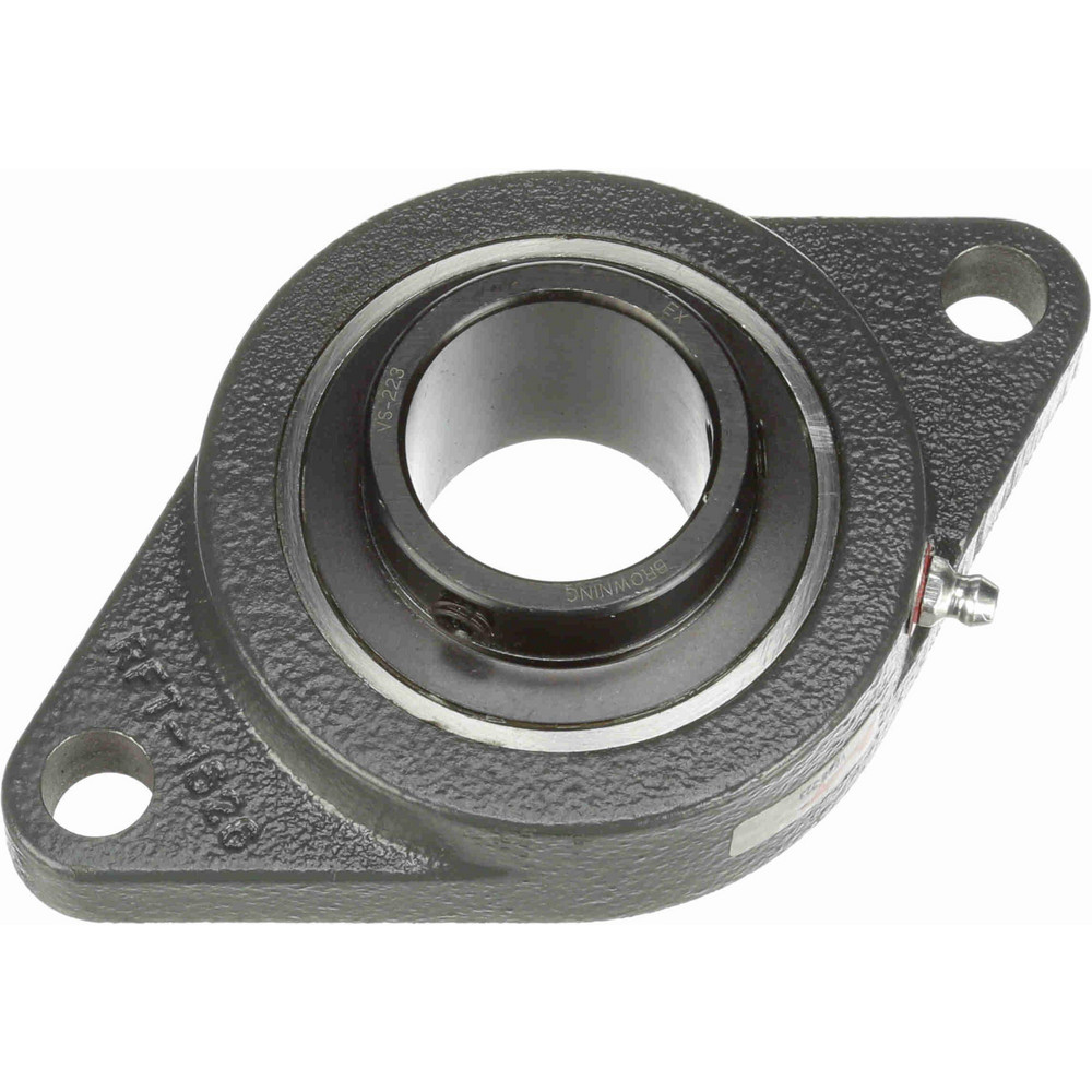 VF2S-223 1-7/16" ID, 6-1/8" OAL x 3-5/8" OAH 2-Bolt Flange - 3,493 Lb Static Cap, 5,782 Lb Dyn Cap, 5-1/8" Btw Mnt Hole Ctrs, Cast Iron
