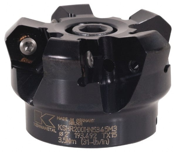 Kennametal 3326927 4" Cut Diam, 1-1/4" Arbor Hole, 4.51mm Max Depth of Cut, 45° Indexable Chamfer & Angle Face Mill 