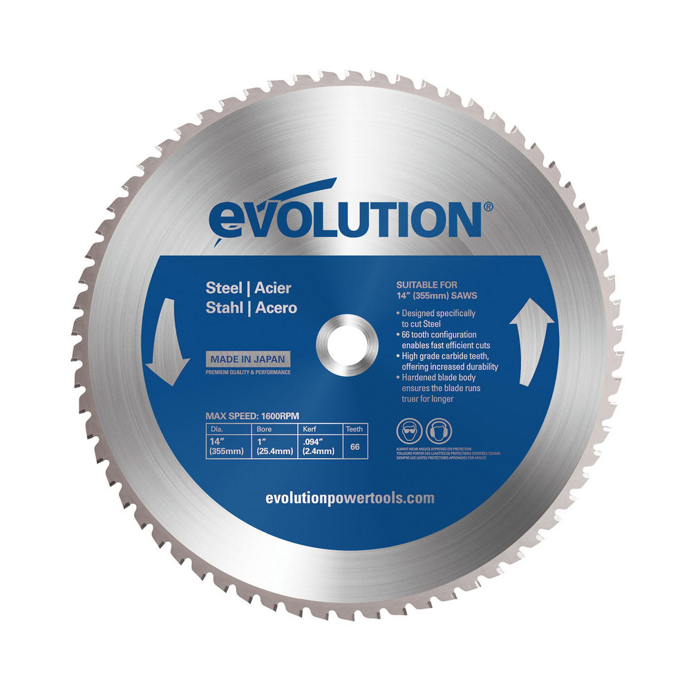 Wet & Dry-Cut Saw Blade: 14" Dia, 1" Arbor Hole, 66 Teeth - For Mild Steel, Ferrous Metal