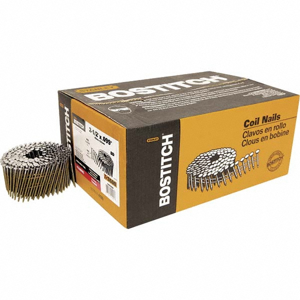 Stanley Pneumatic Framing: 2-1/2" - 15 &deg; Collation Angle, Steel, Ring Shank, Blunt Diamond Point