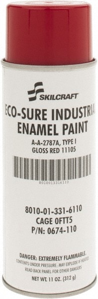Enamel Spray Paint: Red, Gloss, 11 oz