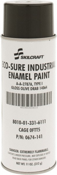Enamel Spray Paint: Olive Drab, Gloss, 11 oz