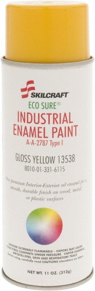 Enamel Spray Paint: Yellow, Gloss, 11 oz