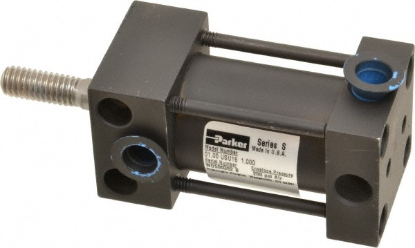 Parker 1.00USU1601.00 Double Acting Rodless Air Cylinder: 1" Bore, 1" Stroke, 200 psi Max, 1/8 NPTF Port, Universal Mount Image