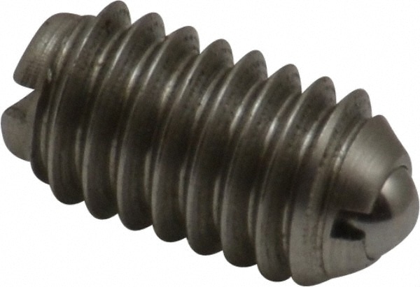 Threaded Ball Plunger: 5/16-18, 0.156" Ball Dia, 37/64" Body Length, 0.04" Max Ball Reach