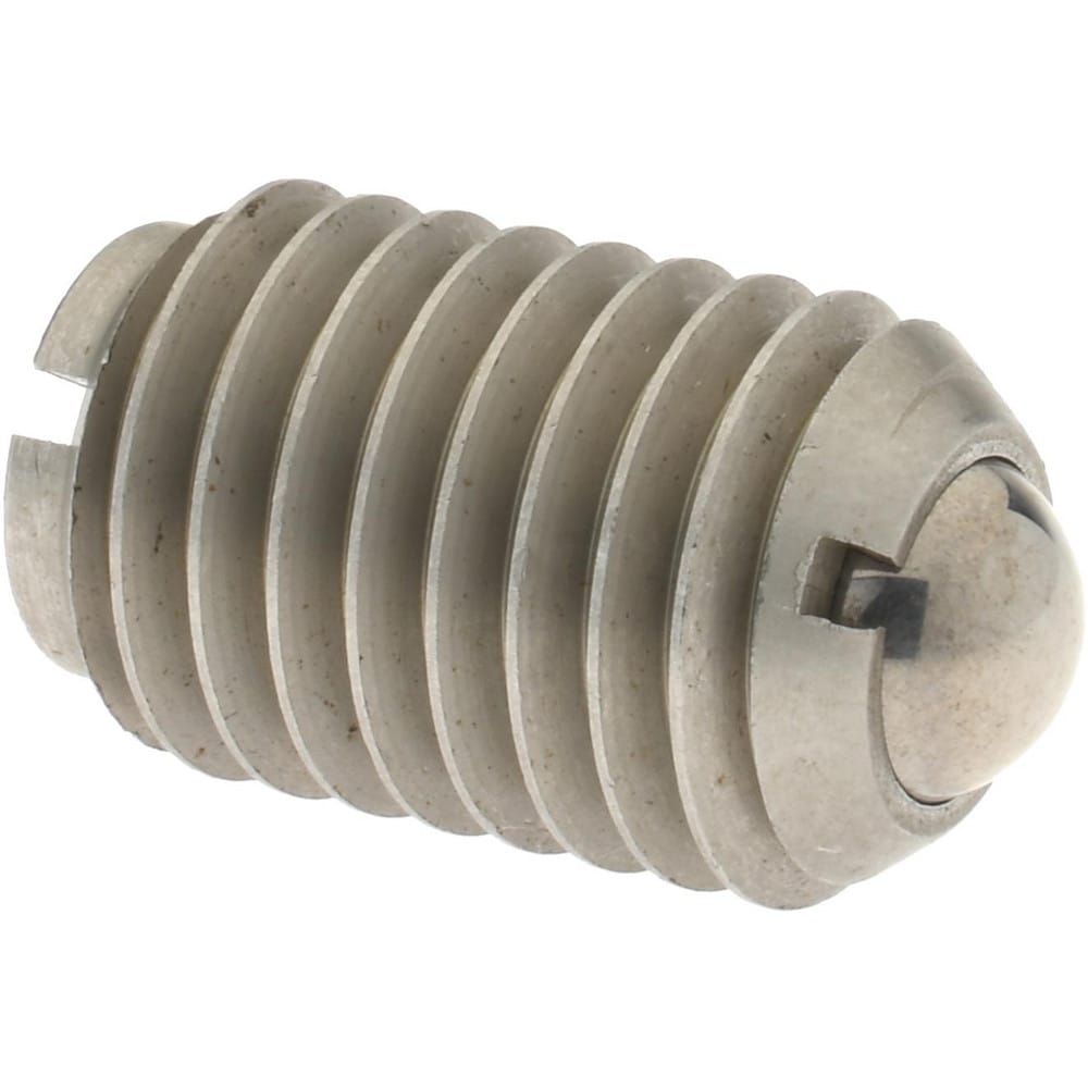 Threaded Ball Plunger: 5/8-11, 0.375" Ball Dia, 63/64" Body Length, 0.096" Max Ball Reach