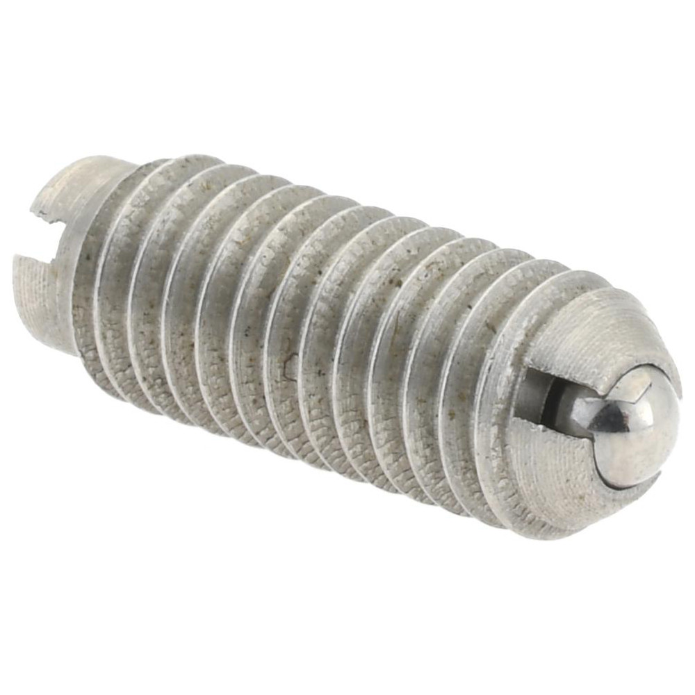 Threaded Ball Plunger: 10-32, 0.093" Ball Dia, 33/64" Body Length, 0.025" Max Ball Reach