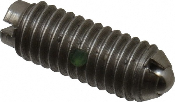 Threaded Ball Plunger: 10-32, 0.093" Ball Dia, 33/64" Body Length, 0.025" Max Ball Reach