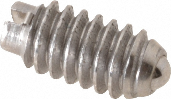 Threaded Ball Plunger: 5-40, 0.062" Ball Dia, 1/4" Body Length, 0.02" Max Ball Reach
