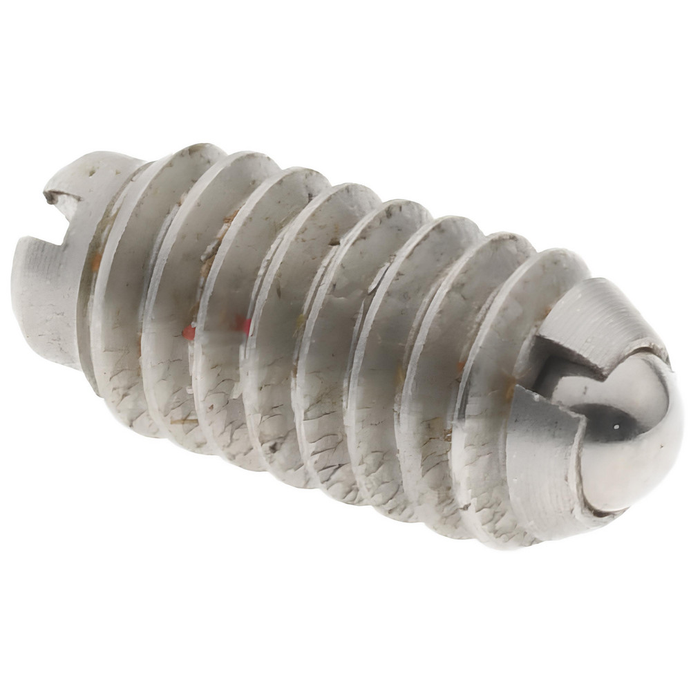 Threaded Ball Plunger: 8-32, 0.093" Ball Dia, 11/32" Body Length, 0.025" Max Ball Reach