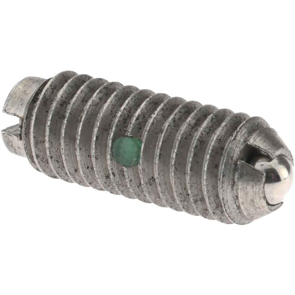 Threaded Ball Plunger: 10-32, 0.093" Ball Dia, 33/64" Body Length, 0.025" Max Ball Reach