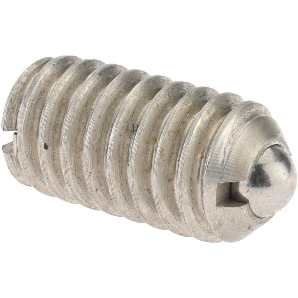 Threaded Ball Plunger: 5/16-18, 0.156" Ball Dia, 37/64" Body Length, 0.04" Max Ball Reach
