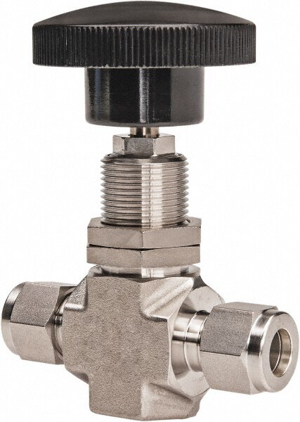 5,000 Max psi, 3/8" Pipe, 316 Grade Stainless Steel, Inline Stem Regulating Instrumentation Needle Valve