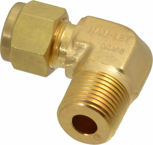 Compression Tube Male Elbow: 3/8" Thread, Compression x MNPT