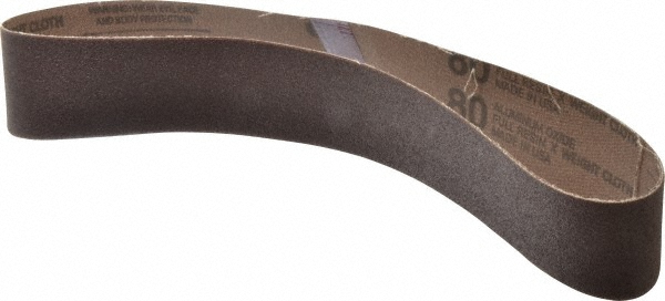 Abrasive Belt: 2" Wide, 30" Long, 80 Grit, Aluminum Oxide