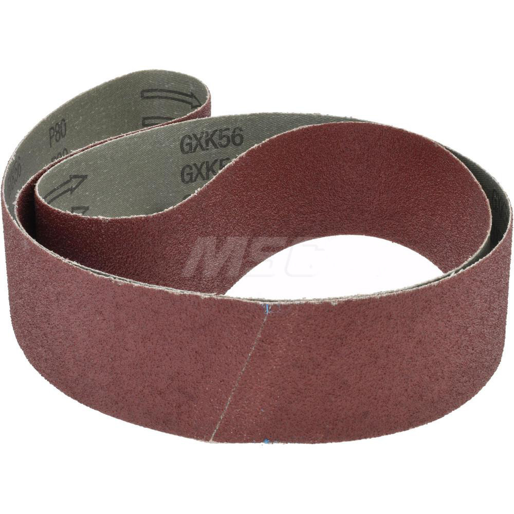 Abrasive Belt: 2" Wide, 60" Long, 80 Grit, Aluminum Oxide